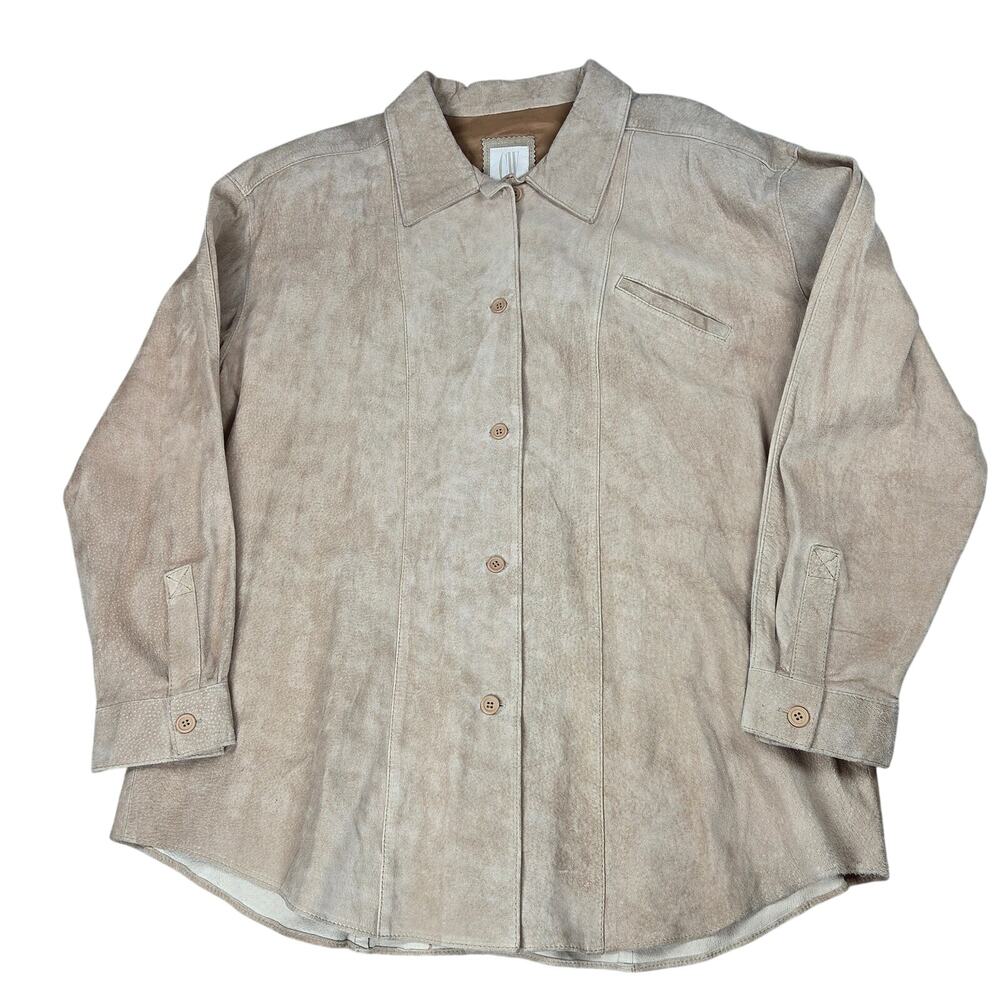 CW Clifford & Wills Genuine Suede Leather Shirt Jacket Women's L Korea 90s